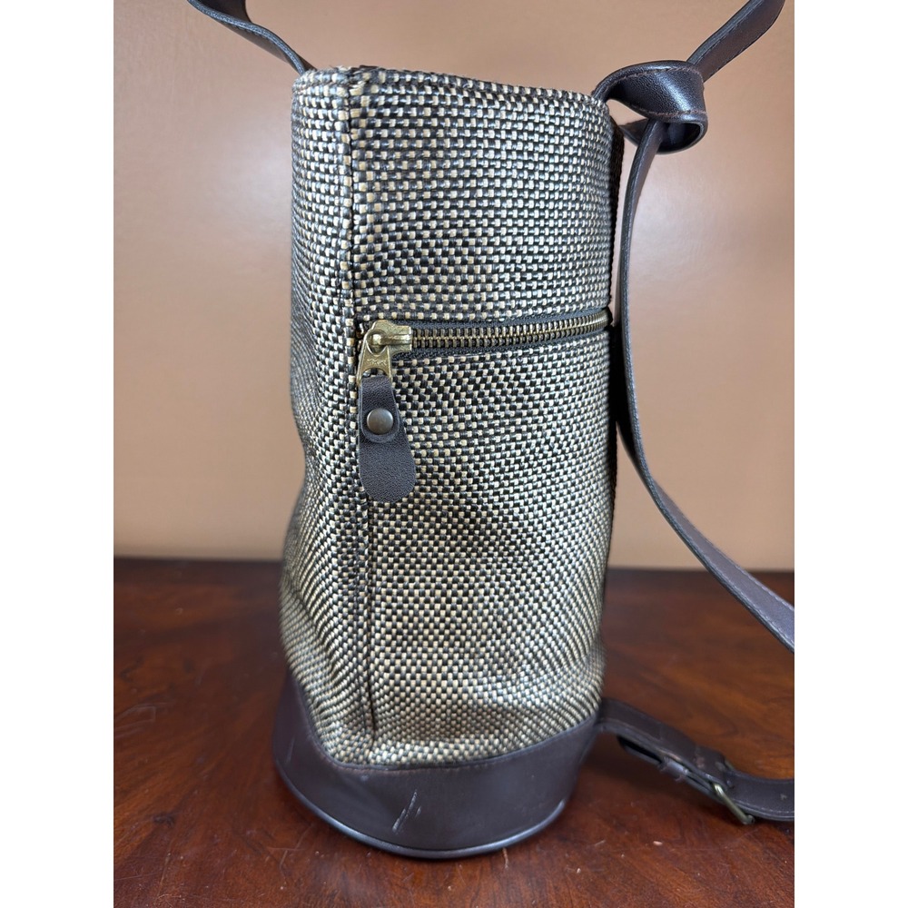 GAP Vintage‎ Woven Bucket Bag Brown Tan Textured Shoulder Bag Cylindrical Purse